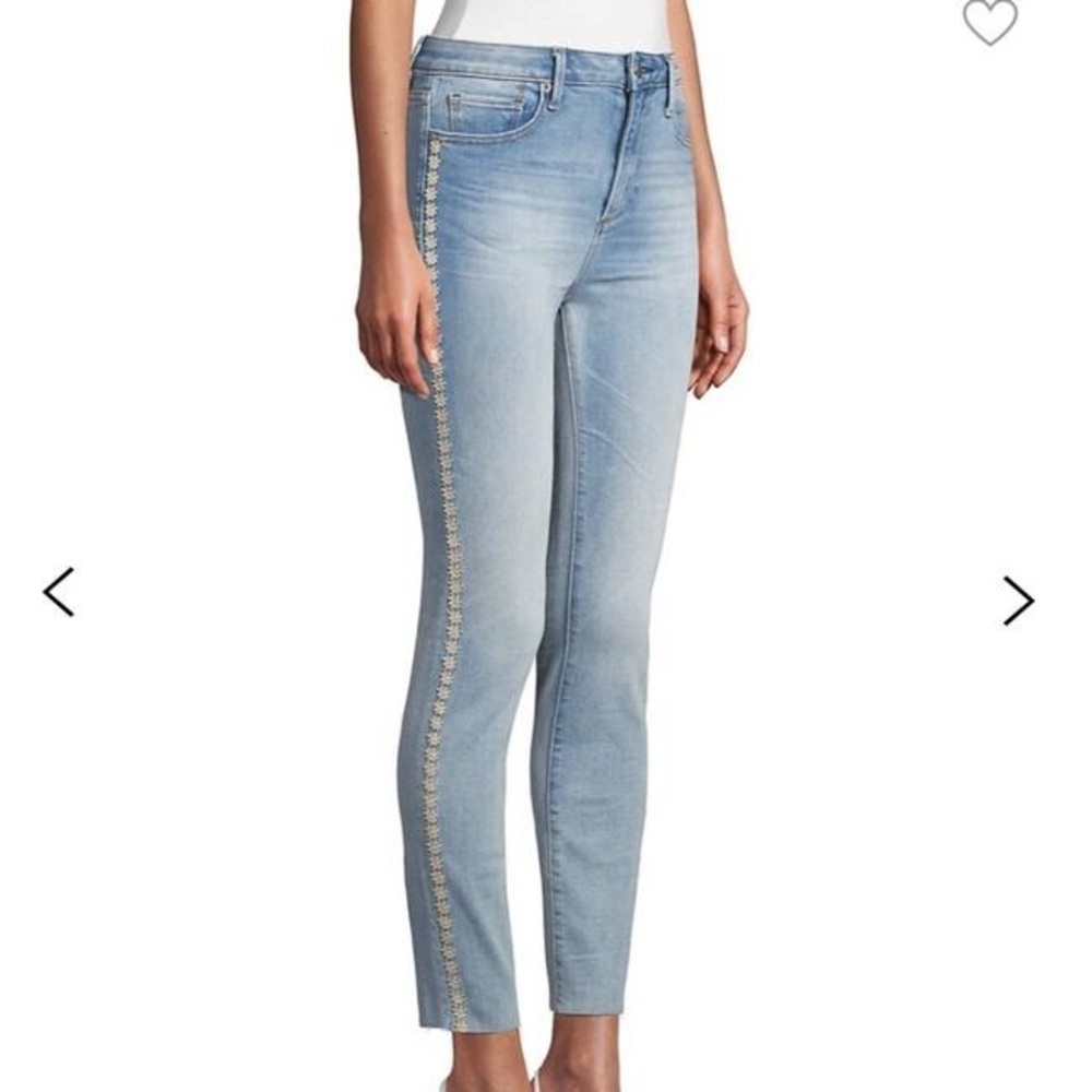 Driftwood Denim Jackie Skinny Leg High Rise Daisy Embroidered Jean